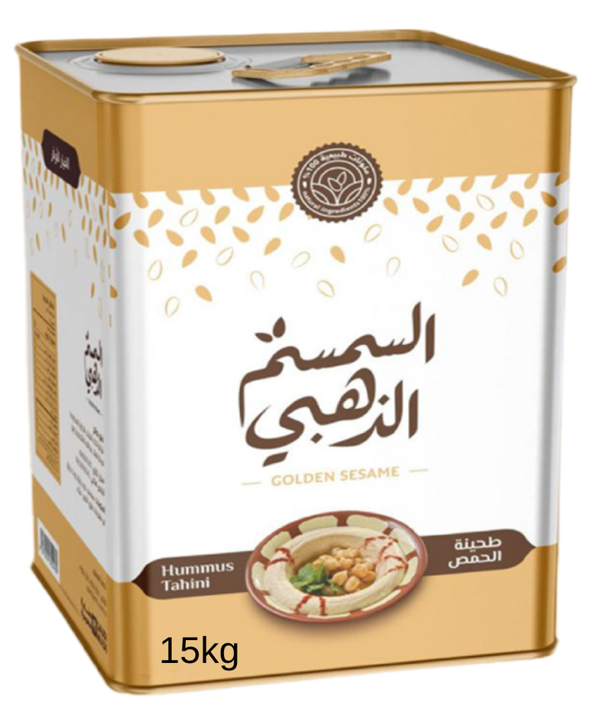 [4300]  خلطة طحينة السمسم الذهبي للحمص تنك 14  كجم صافي